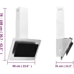 vidaXL Cocina Y Comedor-Campana extractora acero inox y vidrio templado 60 cm