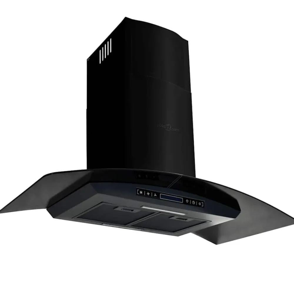 vidaXL Cocina Y Comedor-Campana extractora pared 90 cm acero inoxidable 756 m³/h negro