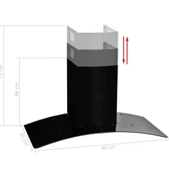 vidaXL Cocina Y Comedor-Campana extractora pared 90 cm acero inoxidable 756 m³/h negro