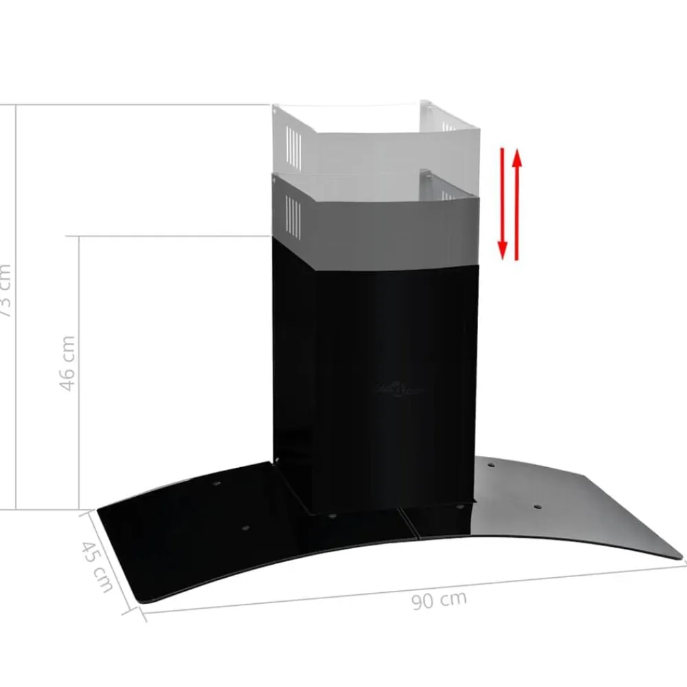 vidaXL Cocina Y Comedor-Campana extractora pared 90 cm acero inoxidable 756 m³/h negro