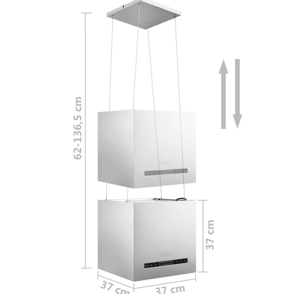 vidaXL Campana extractora colgante táctil LCD acero inoxidable 37 cm Plateado Hot