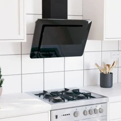 vidaXL Campana extractora acero inoxidable vidrio templado 60 cm Negro Outlet