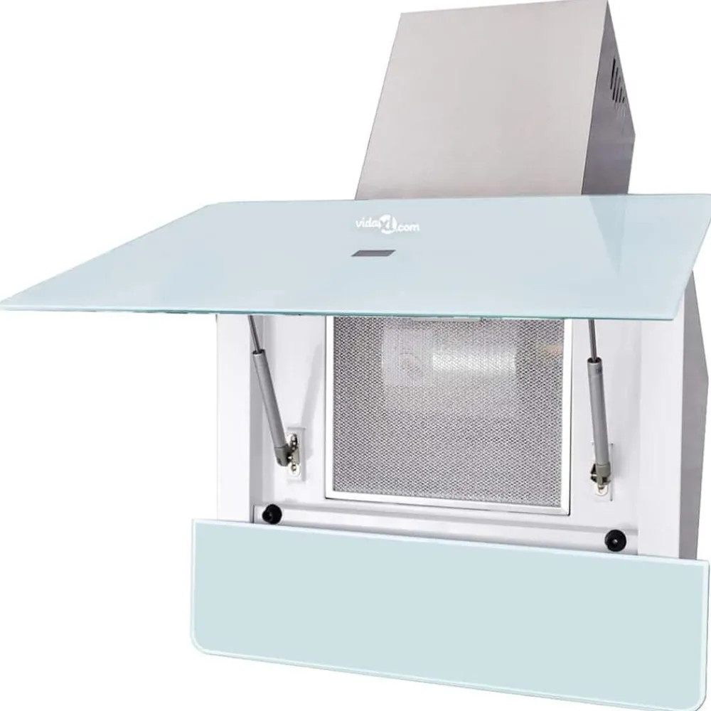 vidaXL Campana extractora cristal templado 600 mm Blanco Discount