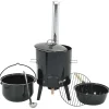 vidaXL Cañón para gulasch con chimenea y tapa acero esmaltado Hot