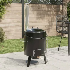 vidaXL Cañón para gulasch con chimenea y tapa acero esmaltado Hot