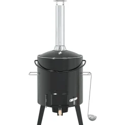 vidaXL Cañón para gulasch con chimenea y tapa acero esmaltado Hot