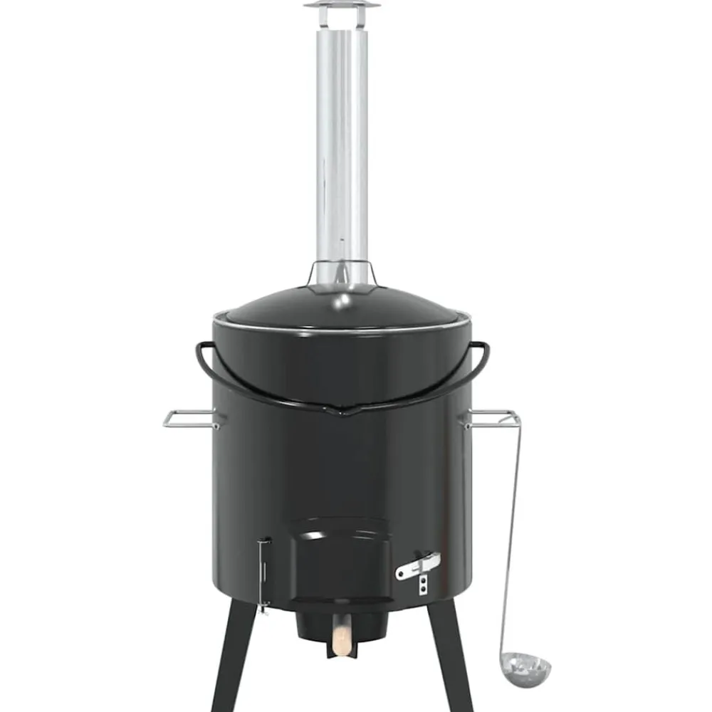vidaXL Cañón para gulasch con chimenea y tapa acero esmaltado Hot
