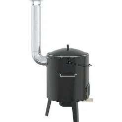 vidaXL Cañón para gulasch con chimenea y tapa acero esmaltado Hot