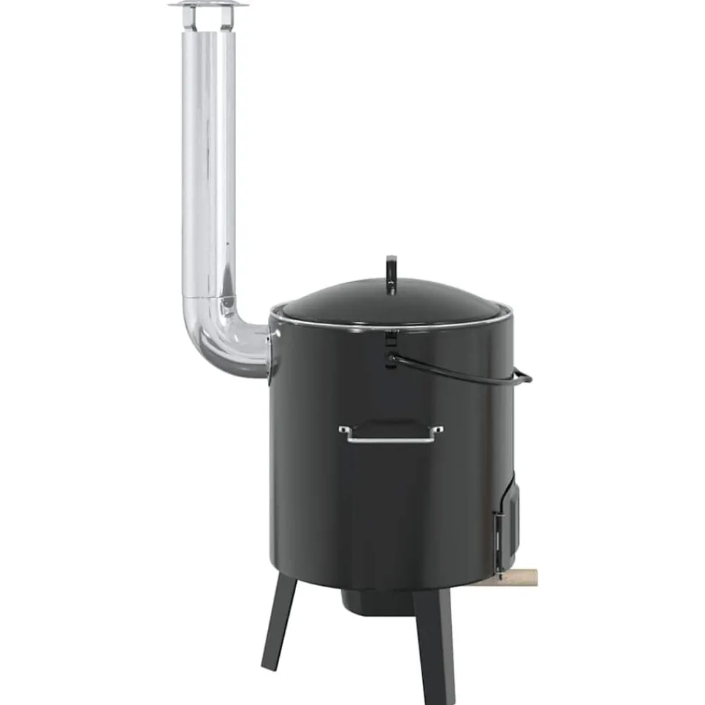 vidaXL Cañón para gulasch con chimenea y tapa acero esmaltado Hot