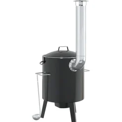 vidaXL Cañón para gulasch con chimenea y tapa acero esmaltado Hot