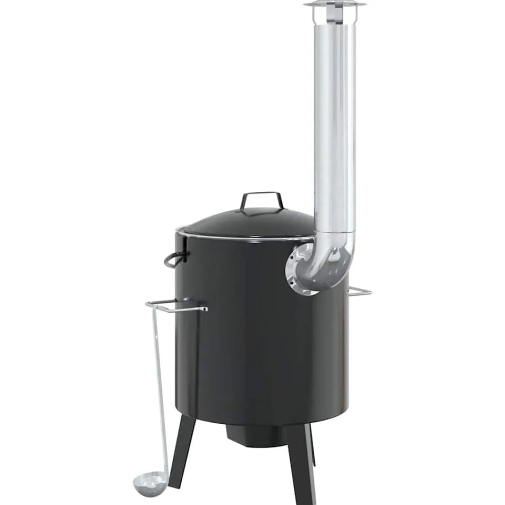 vidaXL Cañón para gulasch con chimenea y tapa acero esmaltado Hot