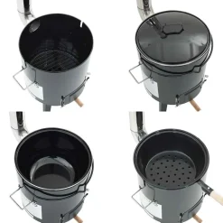 vidaXL Cañón para gulasch con chimenea y tapa acero esmaltado Hot