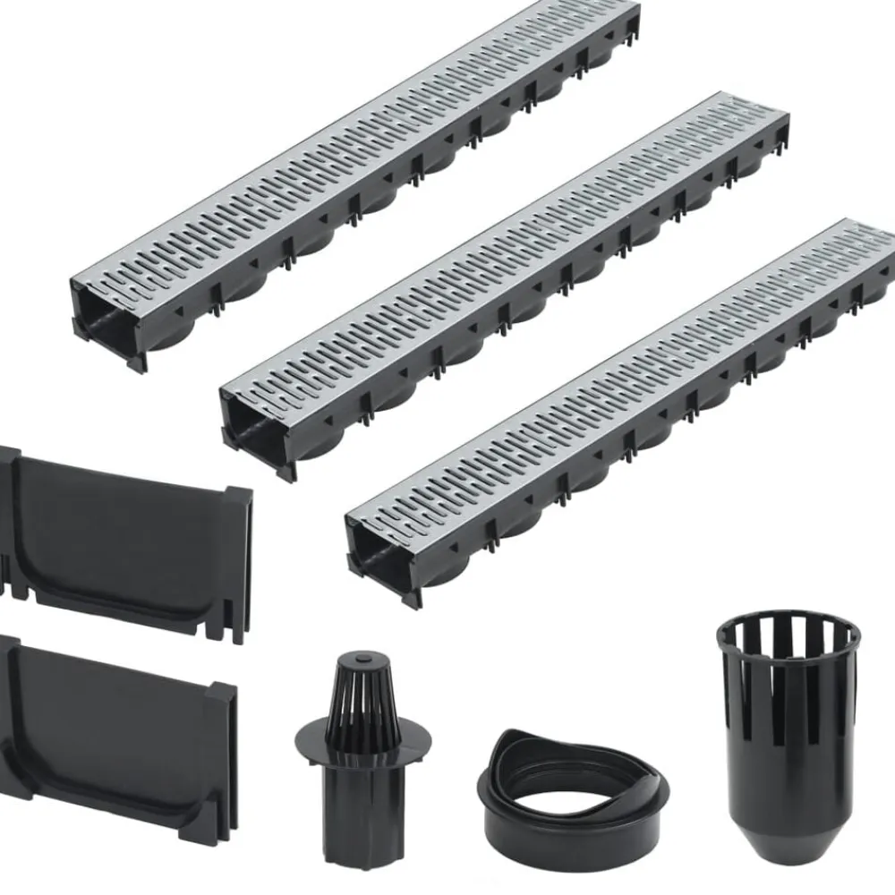 vidaXL Fontanería-Canales de drenaje 3 unidades acero galvanizado 3 m
