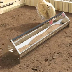 vidaXL Canalón de alimentación para pollos Plateado 108 x 20,5 x 20 cm Acero galvanizado Discount