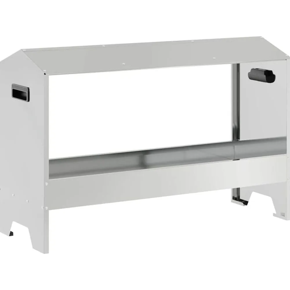 vidaXL Productos Para Mascotas-Canalón de alimentación para pollos Plateado 81 x 32 x 53,5 cm
