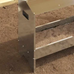 vidaXL Productos Para Mascotas-Canalón de alimentación para pollos Plateado 81 x 32 x 53,5 cm