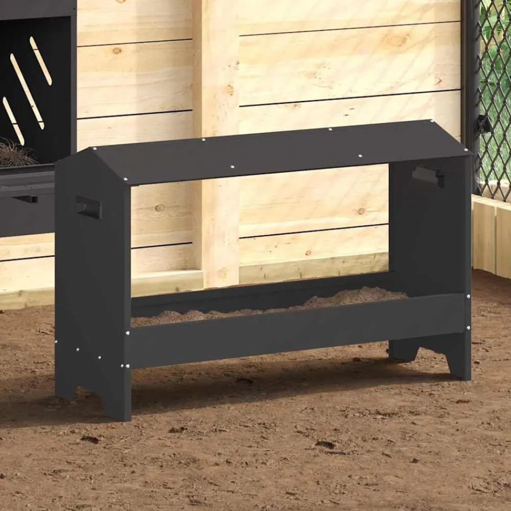 vidaXL Canalón de alimentación para pollos 81 x 32 x 53,5 cm Negro Online
