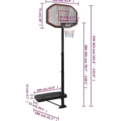 vidaXL Canasta de baloncesto polietileno 258-363 cm Negro New
