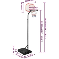 vidaXL Equipamiento Para Atletismo-Canasta de baloncesto polietileno 282-352 cm
