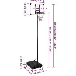 vidaXL Equipamiento Para Atletismo-Canasta de baloncesto policarbonato transparente 280-350 cm