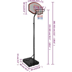 vidaXL Canasta de baloncesto polietileno 282-352 cm Negro Sale