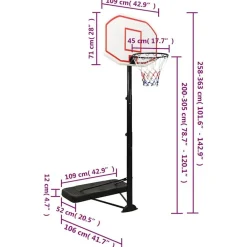 vidaXL Equipamiento Para Atletismo-Canasta de baloncesto polietileno 258-363 cm