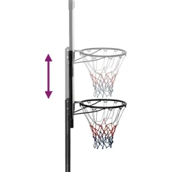 vidaXL Canasta de baloncesto policarbonato transparente 235-305 cm Clearance