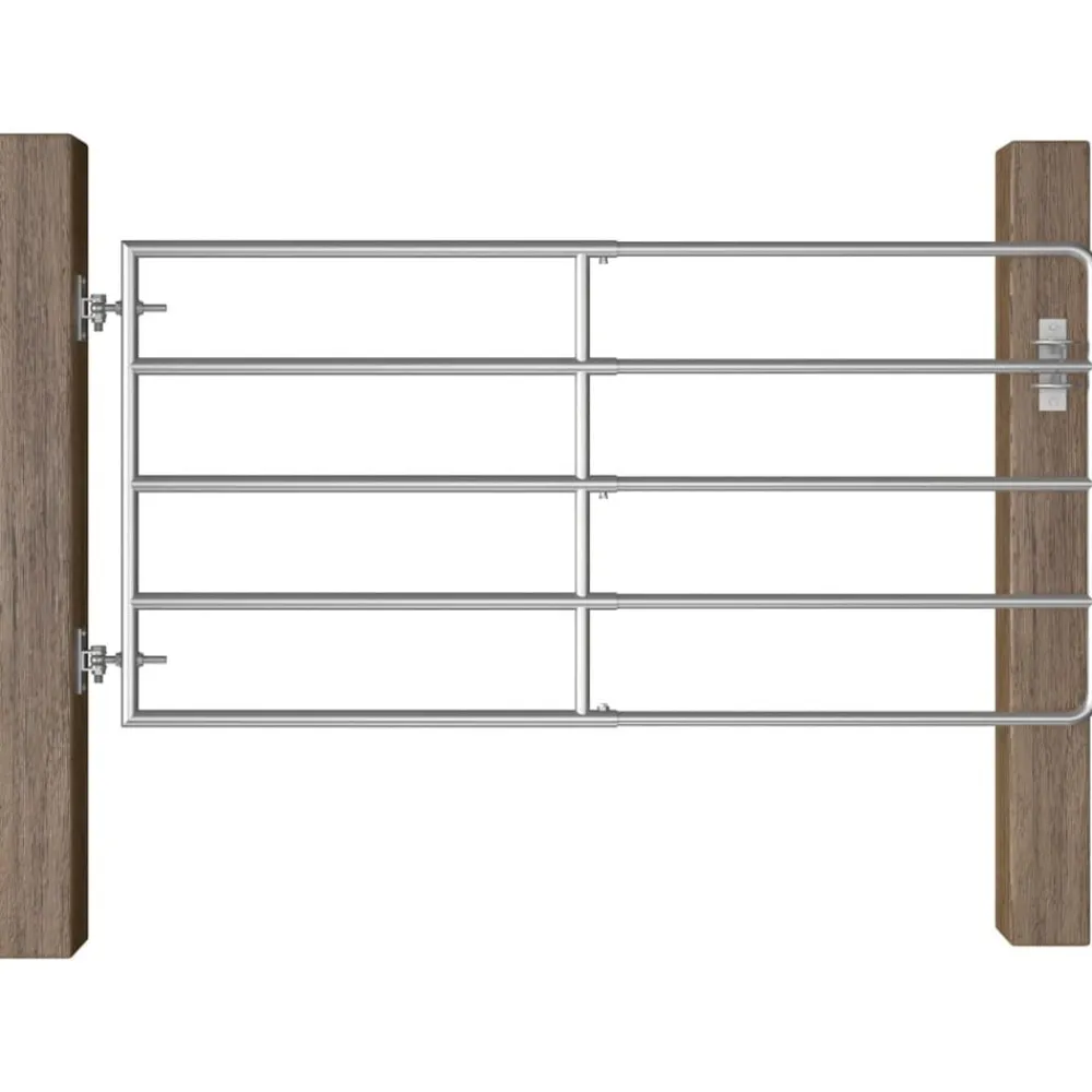vidaXL Vallas De Jardín-Cancela de 5 barras para campo acero plateado (95-170)x90 cm