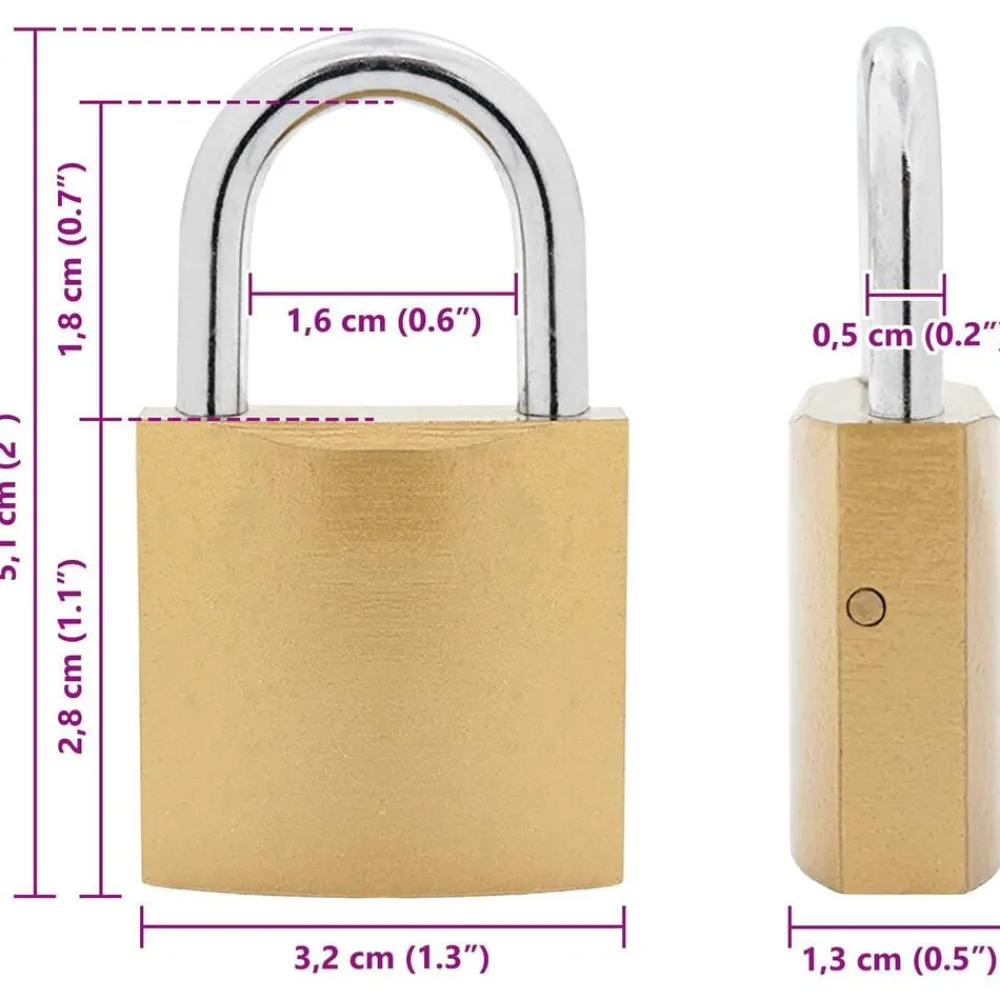 vidaXL Candado en U con llaves 6 pcs Latón Hierro Online
