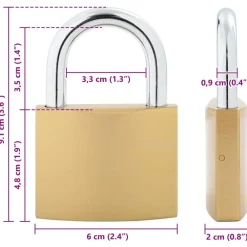 vidaXL Candado en U con llaves 50 pcs Latón Hierro Outlet