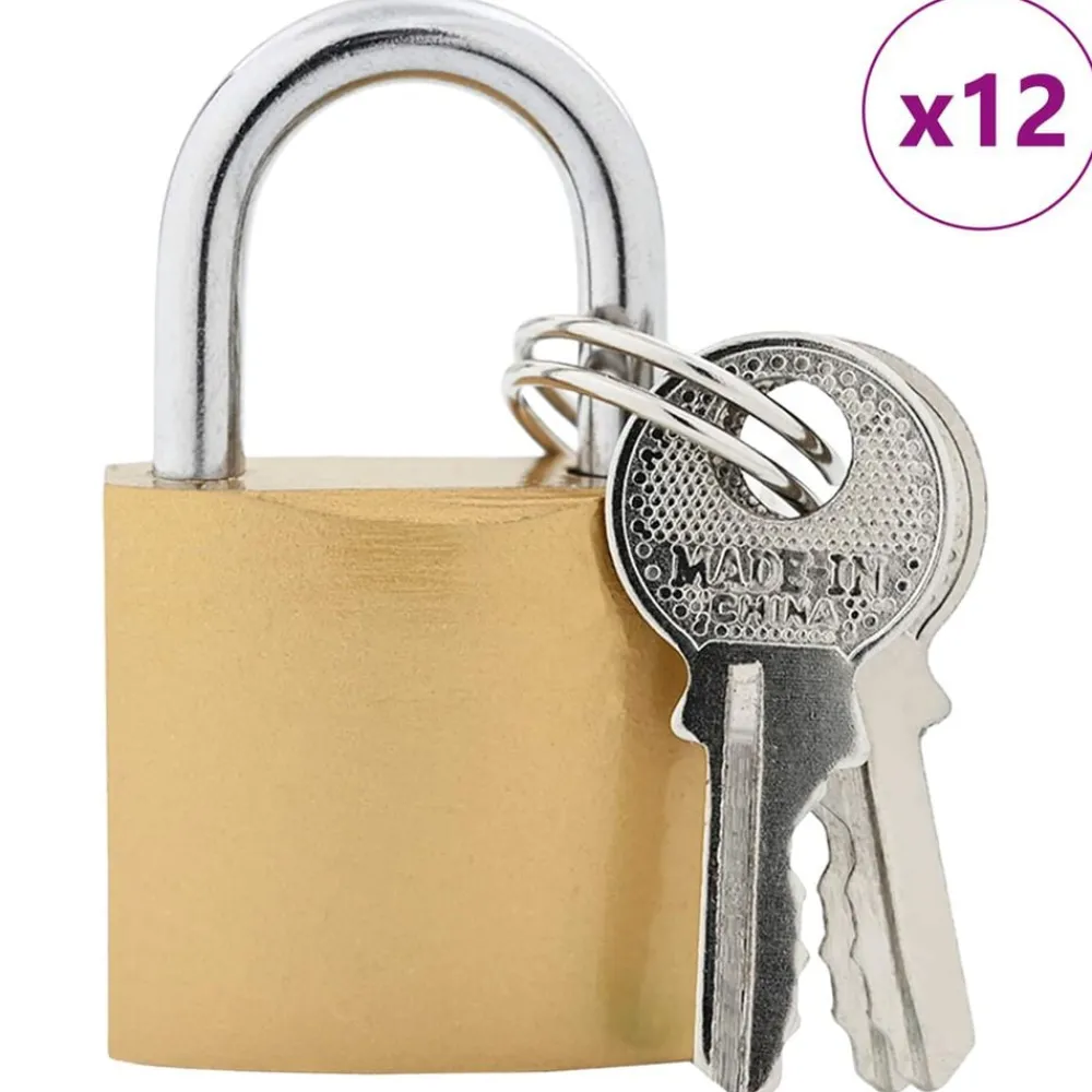 vidaXL Candado en U con llaves 12 pcs Latón Hierro Sale