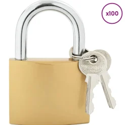 vidaXL Candado en U con llaves 100 pcs Latón Hierro New