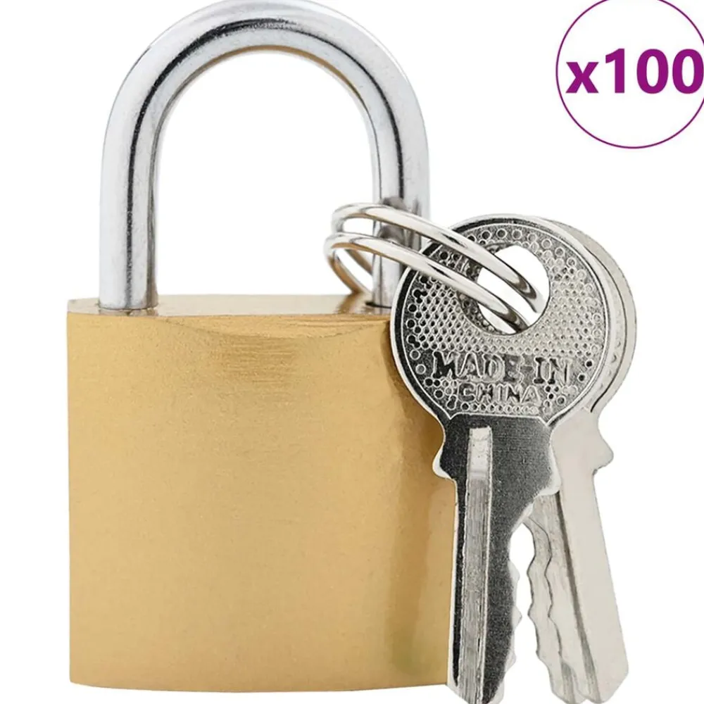 vidaXL Candado en U con llaves 100 pcs Latón Hierro Hot