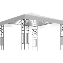 vidaXL Carpa cenador de jardín con tira de luz LED 3x3 m Blanco Hot