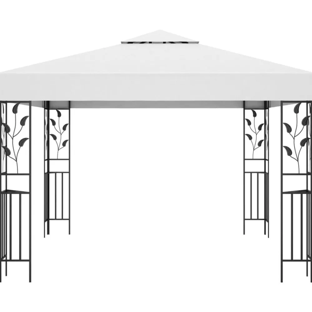 vidaXL Carpa cenador de jardín con tira de luz LED 3x3 m Blanco Hot