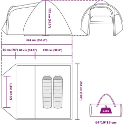 vidaXL Carpa de cúpula Iglú con techo 384 x 254 x 170 cm Azul Discount