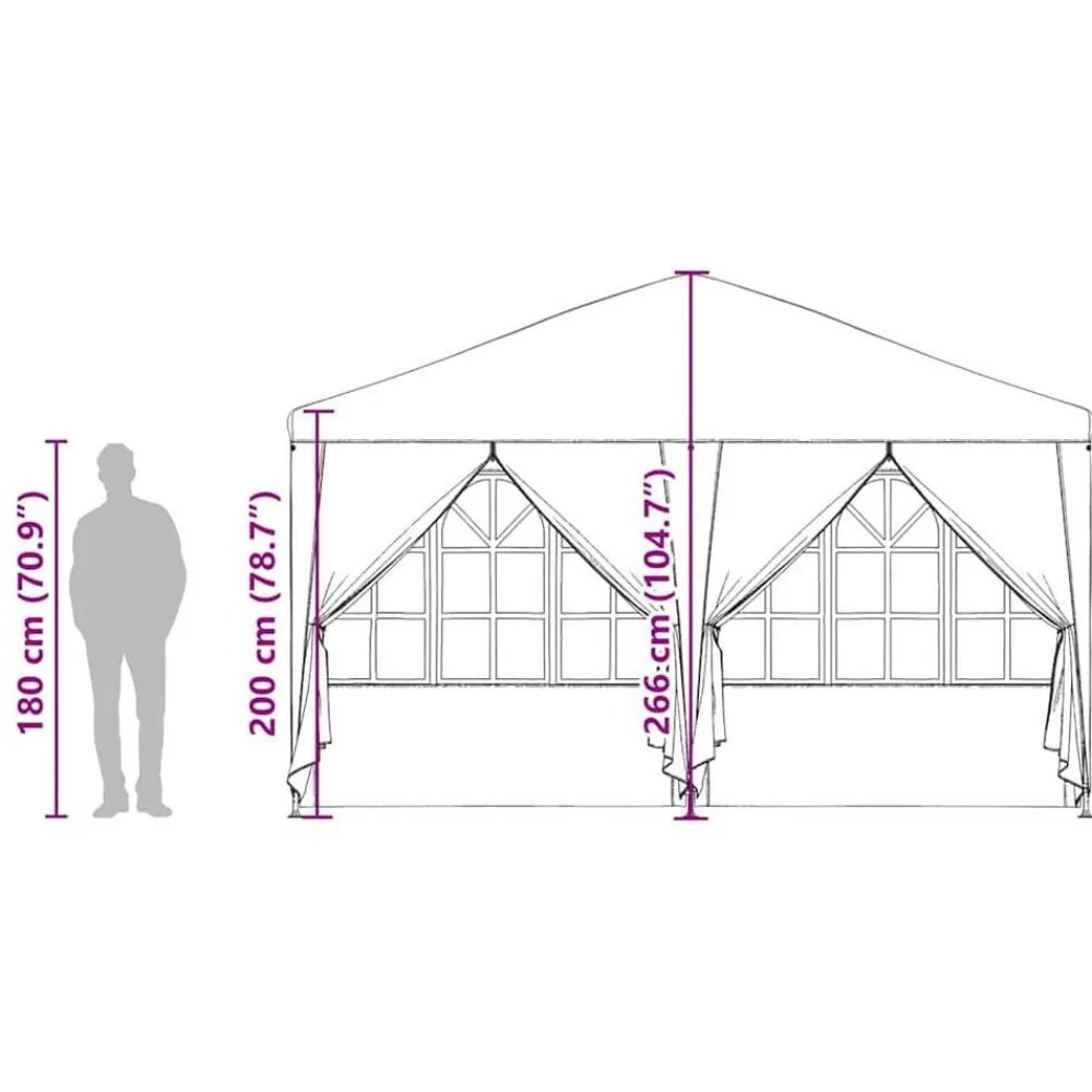 vidaXL Jardín-Carpa de Fiesta 400 x 400 x 266 cm Polietileno