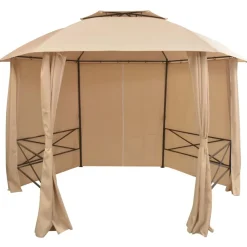 vidaXL Jardín-Carpa de jardín con cortinas hexagonal 360x265 cm