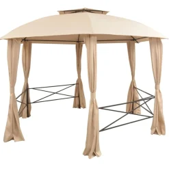 vidaXL Jardín-Carpa de jardín con cortinas hexagonal 360x265 cm