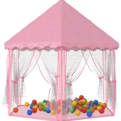 vidaXL Estructuras Para Juegos Al Aire Libre-Carpa de juegos de princesa con 250 bolas rosa 133x140 cm