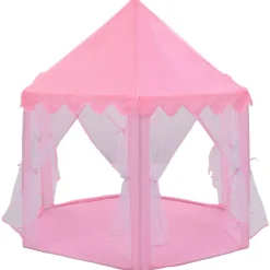 vidaXL Estructuras Para Juegos Al Aire Libre-Carpa de juegos de princesa con 250 bolas rosa 133x140 cm