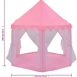 vidaXL Estructuras Para Juegos Al Aire Libre-Carpa de juegos de princesa con 250 bolas rosa 133x140 cm