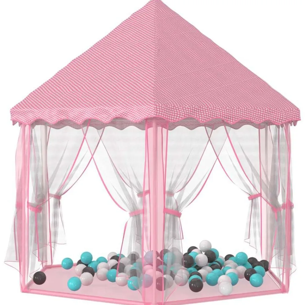 vidaXL Estructuras Para Juegos Al Aire Libre-Carpa de juegos de princesa con 250 bolas rosa 133x140 cm