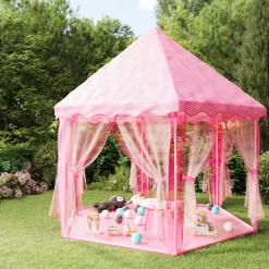 vidaXL Estructuras Para Juegos Al Aire Libre-Carpa de juegos de princesa con 250 bolas rosa 133x140 cm