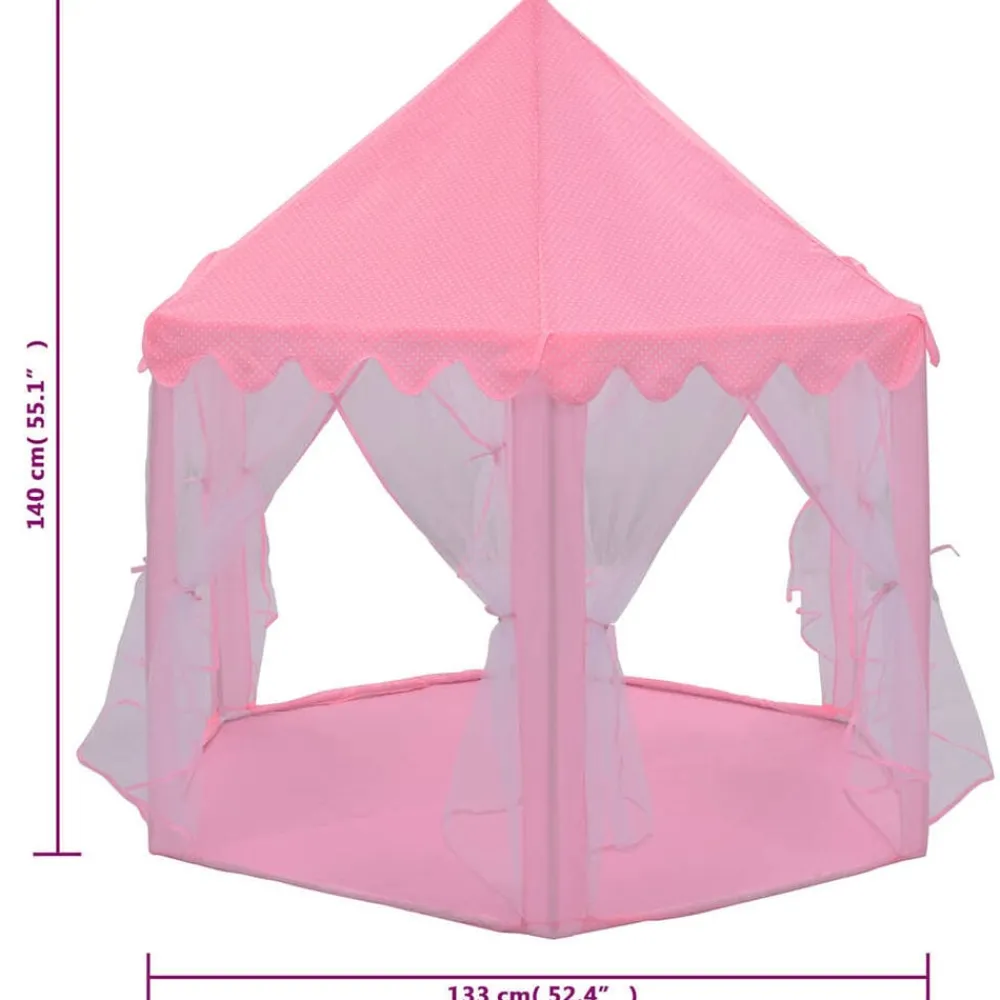 vidaXL Estructuras Para Juegos Al Aire Libre-Carpa de juegos de princesa con 250 bolas rosa 133x140 cm