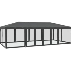 vidaXL Jardín-Carpa para fiestas 12 paredes de malla HDPE gris 8x4m
