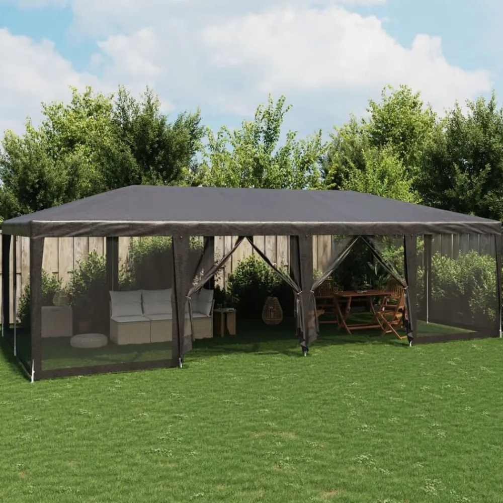vidaXL Jardín-Carpa para fiestas 12 paredes de malla HDPE gris 8x4m
