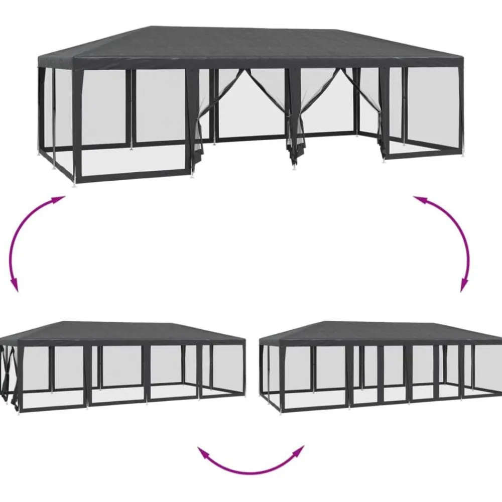 vidaXL Jardín-Carpa para fiestas 12 paredes de malla HDPE gris 8x4m