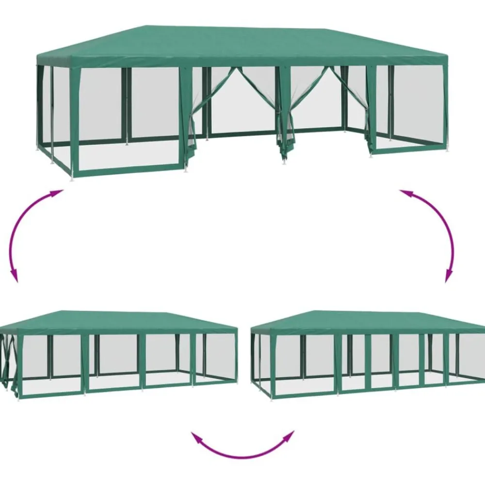 vidaXL Jardín-Carpa para fiestas con 12 paredes de malla HDPE 8x4 m