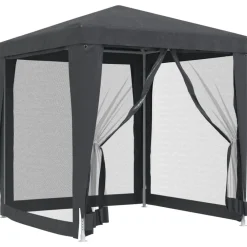 vidaXL Jardín-Carpa para fiestas 4 paredes de malla HDPE gris 2x2 m